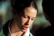 21 August 2000; Member of the Ireland Olympic team, 100m and 200m sprinter Emily Maher, at Dublin Airport prior to their departure for the Summer Olympic Games in Sydney. Photo by Brendan Moran/Sportsfile