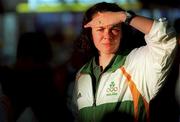 21 August 2000; Member of the Ireland Olympic team, 200m sprinter Ciara Sheehy, at Dublin Airport prior to their departure for the Summer Olympic Games in Sydney. Photo by Brendan Moran/Sportsfile