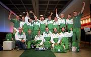 21 August 2000; Members of the Ireland Olympic team at Dublin Airport prior to their departure for the Summer Olympic Games in Sydney. Photo by Brendan Moran/Sportsfile