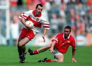 20 August 2000; Sean McKenna of Derry in action against Cork during the All-Ireland Minor Football Championship Semi-Final match between Cork and Derry at Croke Park in Dublin. Photo by Damien Eagers/Sportsfile