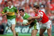 20 August 2000; Aodan MacGearailt of Kerry in action against Kieran McGeeney of Armagh during the Bank of Ireland All-Ireland Senior Football Championship Semi-Final match between Kerry and Armagh at Croke Park in Dublin. Photo by Damien Eagers/Sportsfile
