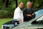 21 August 2000; In attendance at the announcement that OPEL are the new Official Car Sponsor of the FAI at a photocall in Merrion Square in Dublin, are from left, FAI Technical Director Brian Kerr and Opel Ireland Marketing Communications Manager Aidan Doyle. Photo by David Maher/Sportsfile
