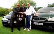 21 August 2000; In attendance at the announcement that OPEL are the new Official Car Sponsor of the FAI at a photocall in Merrion Square in Dublin, are from left, Opel Ireland Marketing Communications Manager Aidan Doyle, FAI Chief Executive Bernard O'Byrne and FAI Technical Director Brian Kerr. Photo by David Maher/Sportsfile