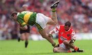 20 August 2000; Seamus Moynihan of Kerry in action against Steven O'Donnell of Armagh during the Bank of Ireland All-Ireland Senior Football Championship Semi-Final match between Kerry and Armagh at Croke Park in Dublin. Photo by Ray McManus/Sportsfile