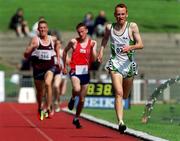 20 August 2000; THomas Frazer of St Malachy's AC, Belfast, on his way to winning the Junior Men's 3000m during the AAI National Track and Field Championships of Ireland at Morton Stadium in Dublin. Photo by Brendan Moran/Sportsfile