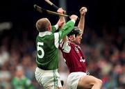 5 October 1997; Rory Gantley of Galway in action against Dave Clarke of Limerick during the Church & General National Hurling League Division 1 Final match between Limerick and Galway at Cusack Park in Ennis, Clare. Photo by Ray McManus/Sportsfile