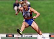 20 August 2000; Susan Smith Walsh of Waterford AC in action during the Women's 400m Hurdles during the AAI National Track and Field Championships of Ireland at Morton Stadium in Dublin. Photo by Brendan Moran/Sportsfile
