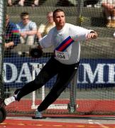 20 August 2000; Nick Sweeney of Dundrum South Dublin AC, competing in the Men's Discus during the AAI National Track and Field Championships of Ireland at Morton Stadium in Dublin. Photo by Brendan Moran/Sportsfile