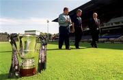 24 August 2000; In attendance at the launch of the Guinness Interprovincial Rugby Championship at Lansdowne Road in Dublin are, from left, Connacht head coach Steph Nel, Leinster head coach Matt Williams and Munster head coach Declan Kidney. Photo by Brendan Moran/Sportsfile