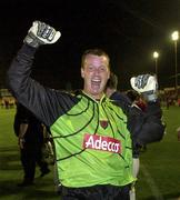24 August 2000; Wayne Russell of Bohemians celebrates after  the UEFA Cup Qualifying Round Second Leg match between Bohemians and Aberdeen at Tolka Park in Dublin. Photo by David Maher/Sportsfile