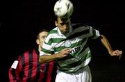 25 August 2000; Terry Palmer of Shamrock Rovers in action against Keith O'Connor of Longford Town during the Eircom League Premier Division match between Bohemians and Longford Town at Richmond Park in Dublin. Photo by David Maher/Sportsfile