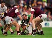 27 August 2000; Brian Murphy of Kildare in action against Galway players, from left, Seán Óg de Paor, goalkeeper Martin McNamara and Sean O Domhnaill during the Bank of Ireland All-Ireland Senior Football Championship Semi-Final match between Galway and Kildare at Croke Park in Dublin. Photo by Aoife Rice/Sportsfile