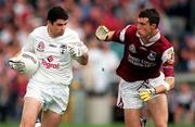 27 August 2000; Martin Lynch of Kildare in action against Joe Bergin of Galway during the Bank of Ireland All-Ireland Senior Football Championship Semi-Final match between Galway and Kildare at Croke Park in Dublin. Photo by Matt Browne/Sportsfile