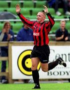 27 August 2000; Glen Crowe of Bohemians celebrates after scoring a goal during the Eircom League Premier Division match between UCD and Bohemians at Belfield Park in Dublin. Photo by Ray Lohan/Sportsfile