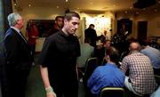 29 August 2000; Republic of Ireland players Mark Kennedy and Phil Babb, left, after a press conference in Dublin after they were dropped from the Republic of Ireland squad for the FIFA World Cup Qualifier in the Netherlands after bring arrested in Dublin. Photo by Matt Browne/Sportsfile