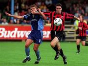27 August 2000; Shaun Maher of Bohemians in action against Kevin Grogan of UCD during the Eircom League Premier Division match between UCD and Bohemians at Belfield Park in Dublin. Photo by David Maher/Sportsfile