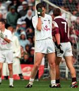 27 August 2000; Karl O'Dwyer of Kildare reacts to a missed chance during the Bank of Ireland All-Ireland Senior Football Championship Semi-Final match between Galway and Kildare at Croke Park in Dublin. Photo by Matt Browne/Sportsfile
