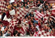 27 August 2000; Galway supporters wave their flags during the Bank of Ireland All-Ireland Senior Football Championship Semi-Final match between Galway and Kildare at Croke Park in Dublin. Photo by Matt Browne/Sportsfile