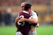 27 August 2000; Ray Silke, left, and Tommy Joyce of Galway celebrate after the Bank of Ireland All-Ireland Senior Football Championship Semi-Final match between Galway and Kildare at Croke Park in Dublin. Photo by Ray McManus/Sportsfile