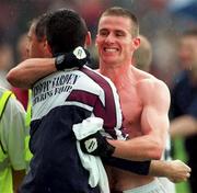 27 August 2000; Seán Óg de Paor of Galway celebrates after the Bank of Ireland All-Ireland Senior Football Championship Semi-Final match between Galway and Kildare at Croke Park in Dublin. Photo by Ray McManus/Sportsfile