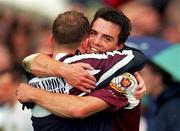 27 August 2000; Padraig Joyce of Galway, right, celebrates after the Bank of Ireland All-Ireland Senior Football Championship Semi-Final match between Galway and Kildare at Croke Park in Dublin. Photo by Matt Browne/Sportsfile