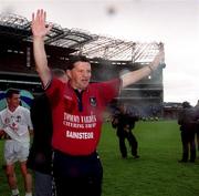 27 August 2000; Galway manager John O'Mahony celebrates after the Bank of Ireland All-Ireland Senior Football Championship Semi-Final match between Galway and Kildare at Croke Park in Dublin. Photo by Aoife Rice/Sportsfile