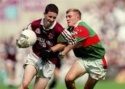 27 August 2000; Alan Hickey of Westmeath in action against Dermot Geraghty of Mayo during the All-Ireland Minor Football Championship Semi-Final match between Mayo and Westmeath at Croke Park in Dublin. Photo by Aoife Rice/Sportsfile