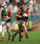 27 August 2000; Alan Burke of Mayo in action against Padraig Leavy of Westmeath during the All-Ireland Minor Football Championship Semi-Final match between Mayo and Westmeath at Croke Park in Dublin. Photo by Aoife Rice/Sportsfile