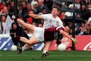 27 August 2000; Gary Fahy of Galway in action against Brian Murphy of Kildare during the Bank of Ireland All-Ireland Senior Football Championship Semi-Final match between Galway and Kildare at Croke Park in Dublin. Photo by Matt Browne/Sportsfile