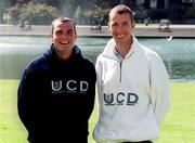 29 August 2000; University College Dublin has honoured it's two Sydney Olympic bound scholarship athletes Davis Matthews, right, who will compete in the 800m, and James Nolan, who will compete in the 1500m, at a reception in UCD, Dublin. Photo by Ray McManus/Sportsfile