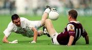 27 August 2000; Padraig Brennan of Kildare in action against Michael Donnellan of Galway during the Bank of Ireland All-Ireland Senior Football Championship Semi-Final match between Galway and Kildare at Croke Park in Dublin. Photo by Aoife Rice/Sportsfile