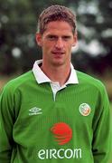 30 August 2000; Dominic Foley of Republic of Ireland prior to the team's departure for the first game against Holland in their 2002 FIFA World Cup Qualifying Campaign. Photo by David Maher/Sportsfile