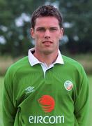 30 August 2000; Steve Finnan of Republic of Ireland prior to the team's departure for the first game against Holland in their 2002 FIFA World Cup Qualifying Campaign. Photo by David Maher/Sportsfile