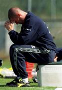 30 August 2000; Roy Keane sits out Republic of Ireland Squad Training at the AUL Sports Complex in Clonshaugh, Dublin. Photo by David Maher/Sportsfile