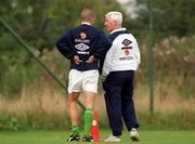 30 August 2000; Roy Keane, left, with physio Mick Byrne during Republic of Ireland Squad Training at the AUL Sports Complex in Clonshaugh, Dublin. Photo by David Maher/Sportsfile