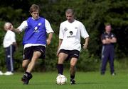 31 August 2000; Jason McAteer, left, and Roy Keane during Republic of Ireland Squad Training at the Sport Park Riekershaven in Amsterdam, Netherlands. Photo by Matt Browne/Sportsfile