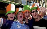 1 September 2000; Republic of Ireland supporters, from left, Robert Crowley, Gavin Hattie, Darragh Burke and Jimmy Cullinane, from Waterford, in Amsterdam, Netherlands. Photo by Matt Browne/Sportsfile