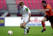 1 September 2000; James O'Connor of Republic of Ireland in action against Pascal Bosschaart of Netherlands during the European U21 Championship Qualifying match between Netherlands and Republic of Ireland at the Goffertstadion in Nijmegan, Netherlands. Photo by David Maher/Sportsfile