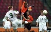1 September 2000; Gary Doherty of Republic of Ireland in action against Kevin Hofland of Netherlands during the European U21 Championship Qualifying match between Netherlands and Republic of Ireland at the Goffertstadion in Nijmegan, Netherlands. Photo by David Maher/Sportsfile