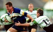 1 September 2000; Peter McKenna of Leinster is tackled by Willie Ruane of Connacht during the Guinness Interprovincial Rugby Championship match between Leinster and Connacht at Donnybrook Stadium in Dublin. Photo by Aoife Rice/Ssportsfile