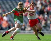 2 September 2000; Cora Staunton of Mayo in action against Siobhan McGarvey of Tyrone during the TG4 All-Ireland Ladies Football Senior Championship Semi-Final match between Mayo and Tyrone at Croke Park in Dublin. Photo by Brendan Moran/Sportsfile