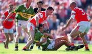 2 September 2000; Maurice Fitzgerald of Kerry in action against Kieran Hughes and Gerard Reid of Armagh during the Bank of Ireland All-Ireland Senior Football Championship Semi-Final replay match between Kerry and Armagh at Croke Park in Dublin. Photo by Brendan Moran/Sportsfile