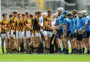 5 July 2015; Kilkenny and Dublin players shake hands before the start of the game.  Electric Ireland Leinster GAA Hurling Minor Championship Final, Kilkenny v Dublin. Croke Park, Dublin. Picture credit: David Maher / SPORTSFILE