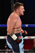 4 July 2015; Sean &quot;Big Sexy&quot; Turner, Dublin, celebrates defeating Latvian Janis Ginters after their heavyweight bout. New Beginning Fight Night. National Stadium, Dublin. Picture credit: Cody Glenn / SPORTSFILE