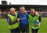 4 July 2015; Longford manager Jack Sheedy celebrates with his backroom staff following their victory. GAA Football All-Ireland Senior Championship, Round 2A, Clare v Longford. Cusack Park, Ennis, Co. Clare. Picture credit: Stephen McCarthy / SPORTSFILE
