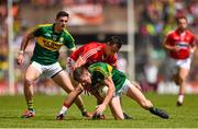 5 July 2015; Jonathan Lyne, Kerry, in action against Kevin O’Driscoll, Cork. Munster GAA Football Senior Championship Final, Kerry v Cork. Fitzgerald Stadium, Killarney, Co. Kerry. Picture credit: Stephen McCarthy / SPORTSFILE