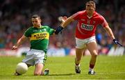 5 July 2015; Shane Enright, Kerry, in action against Brian Hurley, Cork. Munster GAA Football Senior Championship Final, Kerry v Cork. Fitzgerald Stadium, Killarney, Co. Kerry. Picture credit: Stephen McCarthy / SPORTSFILE