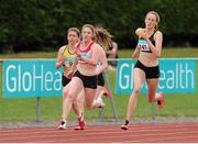 5 July 2015; Cliodna Manning, right, Kilkenny City Harriers A.C, Co. Kilkenny, competing in the U23 Women's 200m during the GloHealth Junior and U23 Championships of Ireland. Harriers Stadium, Tullamore, Co. Offaly. Picture credit: Seb Daly / SPORTSFILE