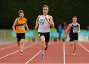 5 July 2015; Zak Irwin, Sligo A.C, Co. Sligo, competing in the Junior Men's 200m during the GloHealth Junior and U23 Championships of Ireland. Harriers Stadium, Tullamore, Co. Offaly. Picture credit: Seb Daly / SPORTSFILE
