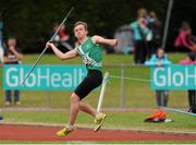 5 July 2015; Aaron Fenlon, St. Joseph's A.C,  Co. Kilkenny, competing in the Junior javelin during the GloHealth Junior and U23 Championships of Ireland. Harriers Stadium, Tullamore, Co. Offaly. Picture credit: Seb Daly / SPORTSFILE
